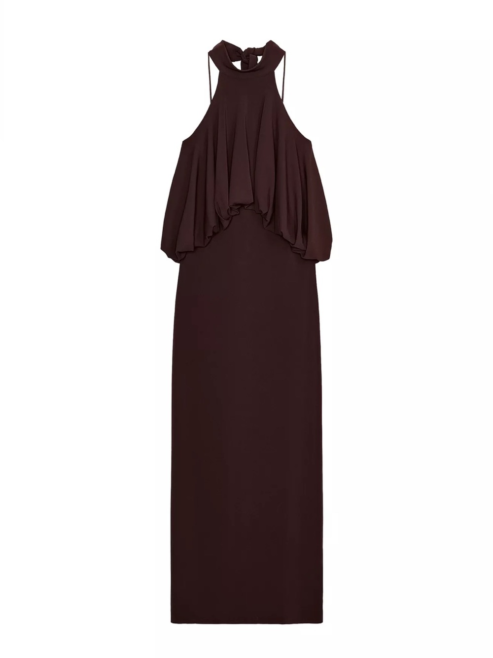 Zara Chocolate Brown Halter Maxi Dress NEW WITH TAGS